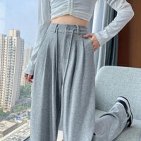 NZN Quần lót nữ màu xám thời trang phong cách Hàn Quốc Quần thẳng lưng cao đơn giản