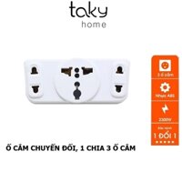 Ổ Cắm 2 Chức Năng Phích Cắm Chia 3 Và Ổ Cắm Chuyển Đổi Từ 3 Chấu Thành 2 Thấu, 2000W, Nhựa ABS - TakyHome 8605