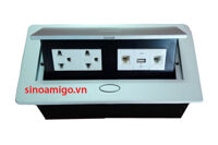 Ổ cắm âm bàn sinoamigo STS-201U gồm ( 2 ổ điện 3 chấu ,1 ổ mạng+ 1 thoại + 1 USB)