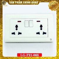 Ổ cắm ba chấu đôi LG-F21-065 tích hợp công tắc và đèn báo - Hapugroup