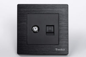 Ổ cắm cáp đồng trục và mạng âm tường Tenko TK-F71-B-57