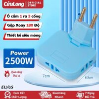 Ổ Cắm Chia 3 Phích Cắm Ổ Chia Điện Gập 180 độ 1 ra 3 dẹt tròn phích cắm chuyển đổi đa năng
