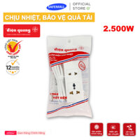 Ổ cắm chịu nhiệt Điện Quang ĐQ 001A-02 ( 2 lỗ ) trắng công suất 2500W dây dài 2m/5m - Bảo hành 12 tháng