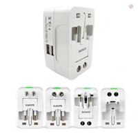 Ổ cắm chuyển đổi AC du lịch toàn cầu đa năng trong một (AU / UK / US / EU) Bộ sạc điện quốc tế Bộ chuyển đổi ổ cắm điện USB điện, (1 gói, Trắng)