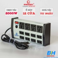 Ổ Cắm Có Dây 12 Lỗ Ominsu 4 Lỗ Đa Năng + 8 Lỗ 2 Chấu Dài 2.5m Có Aptomat 48T3