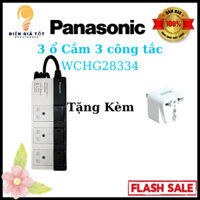 Ổ Cắm Có Dây(WCHG28334) 3 Ổ Cắm 3 Chấu + 3 Công Tắt Tặng Kèm Phích Cắm, Chính Hãng Panasonic