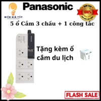 Ổ Cắm Có Dây(WCHG28352) 5 Ổ Cắm 3 Chấu + 1 Công Tắt, 3500w Tặng Kèm 1 Ổ Du Lịch, Chính Hãng Panasonic