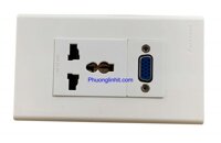 Ổ cắm đa năng âm tường gồm ổ điện 3 chấu và ổ cắm VGA, dùng mặt Panasonic
