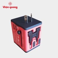 Ổ Cắm Đa Năng Du Lịch Quốc Tế Điện Quang, Tích Hợp 2 cổng USB hàng chính hãng ĐQ ESK TV06R 2U (màu đỏ)