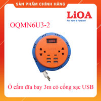 Ổ cắm đĩa bay LiOA OQMN6U3-2 kéo dài 3m có sạc nhanh quay tròn cổng USB type C