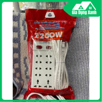 Ổ cắm điện 10 cửa lõi sứ chịu nhiệt 2 nút nguồn role reset chống quá tải liền dây 2200W SOPOKA dây , 4m, 6m GDX