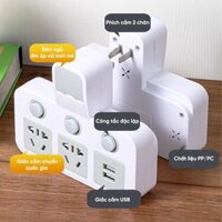 Ổ Cắm Điện 3 Chấu Đa Năng Tích Hợp Đầu Cắm USB JYoohome Ổ Điện 4 Phích Kèm Đèn Ngủ Thông Minh Chống Giật