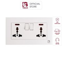 Ổ cắm điện 3 chấu đôi tích hợp công tắc an toàn và đèn báo LGtech F21-0065