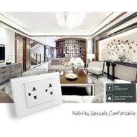 Ổ cắm điện 3 chấu mặt kính cường lực, viền nhôm cao cấp, mặt kính 2.5D cao cấp 16A công suất 3500W