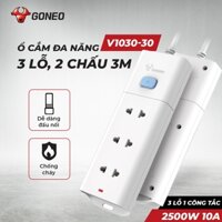 Ổ cắm điện 3 lỗ, 1công tắc 3M/5M  chống vỡ chống cháy V1030-30/V1030-50
