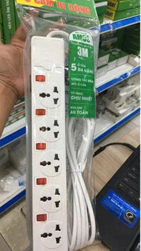 Ổ CẮM ĐIỆN 5 LỔ ĐA NĂNG, CÓ CÔNG TẮC RIÊNG MỖI Ổ, DÂY DÀI 3 MÉT (HÃNG MPE)