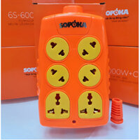 Ổ Cắm Điện 6 lỗ chéo Không Dây siêu chịu tải 30A 6S-6000W+C SOPOKA
