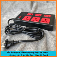 Ổ Cắm Điện 6 lỗ Điện Quang ĐQ ESK 6ECO, có công tắc, 6 lỗ, dây 5m,( Màu Đỏ Đen )