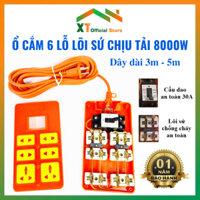Ổ Cắm Điện 6 lỗ Vinamax dài 3 mét,5 mét có Lõi Sứ Chịu Tải Kèm cầu dao MCCB 30A an toàn