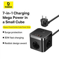 Ổ cắm điện 7 in 1 Baseus 3 lỗ cắm điện AC, 2xUSB, 2xType C 30W PowerCombo Cube Power Strip 1.5m