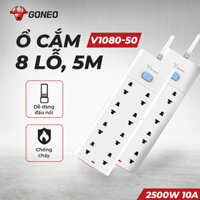 Ô cắm điện 8 lỗ, 1 công tắc 5M/3M chính hãng chống vỡ chống cháy V1080-50/V1080-30