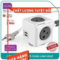 Ổ Cắm Điện Allocacoc PowerCube Extended 2 Sạc USB Dây Cáp 3m