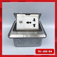 Ổ Cắm Điện Âm Sàn 3 Chấu Kèm Mạng LAN Chính Hãng Tenko TK-J02-04 Màu Bạc
