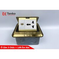 Ổ Cắm Điện Âm Sàn 3 Chấu Kèm Mạng LAN Chính Hãng Tenko TK-J02-04 Màu Vàng