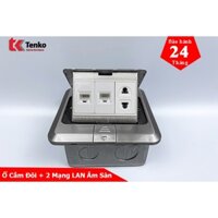 Ổ Cắm Điện Âm Sàn Kèm 2 Cổng Mạng LAN Chính Hãng Tenko TK-J02-03 Màu Bạc