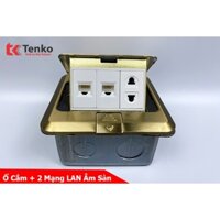 Ổ Cắm Điện Âm Sàn Kèm 2 Cổng Mạng LAN Chính Hãng Tenko TK-J02-03 Màu Vàng
