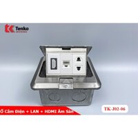 Ổ Cắm Điện Âm Sàn Kèm Mạng LAN Và HDMI Chính Hãng Tenko TK-J02-06 Màu Bạc