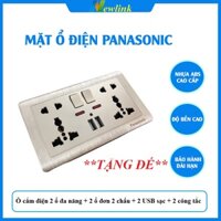 Ổ cắm điện âm tường 2 USB 5V 2100mA, 2 công tắc chống giật vàng cao cấp