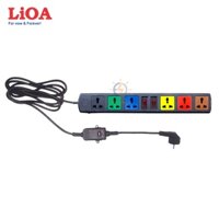 Ổ cắm điện chống giật lioa, 6 ổ cắm, 2 công tắc, 3300W, dây dài 3M, 6D33N-CG