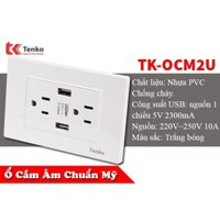 Ổ Cắm Điện Chống Giật Tích Hợp USB Chuẩn Mỹ TK-OCM2U