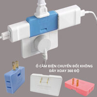 Ổ cắm điện chuyển đổi không dây xoay 360 độ, Phích cắm điện chia 3 ổ chân dẹt tiện lợi