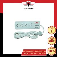 Ổ Cắm Điện Công Suất Lớn Chịu Tải LiOA - 4 lỗ, 6 lỗ dây dài 2.5m 2 lõi - 4 ổ cắm 4SS2.5-2