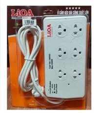 Ổ Cắm Điện Công Suất Lớn Chịu Tải LiOA - 4 lỗ, 6 lỗ dây dài 2.5m 2 lõi - 6 ổ cắm 6SS2.5-2