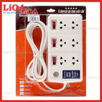 Ổ Cắm Điện Công Suất Lớn Chịu Tải LiOA - 4 lỗ, 6 lỗ dây dài 2.5m 2 lõi - 6 ổ cắm 6SS2.5-2