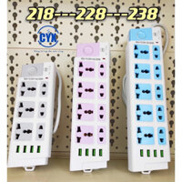 Ổ Cắm Điện CYX 218U 238U Tích Hợp Cổng Sạc USB Đa Năng, Nhiều Lỗ Cắm, Công Suất 2500W - ổ điện