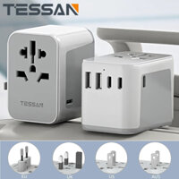 Ổ cắm điện đa chức năng du lịch TESSAN với Bộ sạc cổng USB sạc nhanh 17W 2500W cho điện thoại di động Máy tính xách tay Máy tính bảng