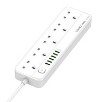 Ổ cắm điện đa năng 11 in 1 trang bị 5 ổ cắm điện, 6 USB-A chuẩn 2.4A hiệu LDNIO SC5614 - Hàng nhập khẩu