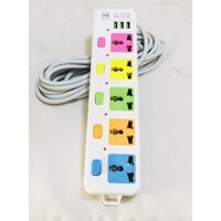 Ổ cắm điện đa năng 5 lỗ 3 chấu- 3 cổng usb có công tắc riêng dây dài 5 mét