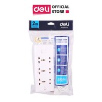 Ổ cắm điện đa năng chống giật, chống cháy DELI - 6 cổng-2,3 chấu, có công tắc - 2m/3m/5m - E18339-02/E18339-03/E18339-05