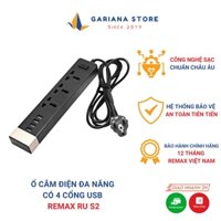 Ổ Cắm Điện Đa Năng Chống Giật Có 4 Cổng USB – Sạc Trực Tiếp – Tiết Kiệm Điện – Chính Hãng Remax RU S2