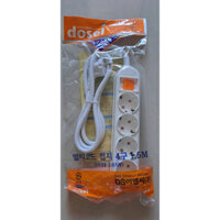 Ổ cắm điện đa năng công suất lớn Hàn Quốc Dosel loại 4 lỗ 1 công tắc, dây  kéo dài 1.5M /DM2217 -1.5M