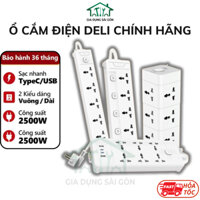 Ổ CẮM ĐIỆN ĐA NĂNG DELI CỔNG TYPE C SẠC NHANH PD 20W 2-12 Ổ CẮM, CHỊU TẢI 2500W - SGTOOLS