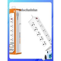 Ổ cắm điện đa năng LDNIO SC10610 10 cổng AC 5 cổng USB 1 cổng Type C PD20W 2500W dài 2m màu trắng