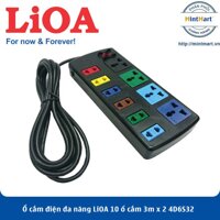 Ổ cắm điện đa năng LiOA 10 ổ cắm 3m x 2 4D6S32 (Đen) – Hàng Chính Hãng