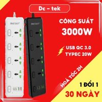 Ổ cắm điện đa năng Onesam, ổ cắm T30-QC chịu tải 3000W có cổng USB TypeC Nhựa PC chống cháy chống giật, dây nối dài 2m - 2M trắng