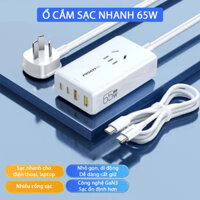 Ổ cắm điện đa năng PISEN sạc nhanh máy tính 3 chân, sạc nhanh 65w 5 in 1 - K1704